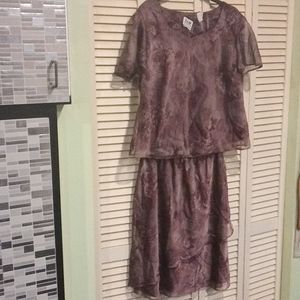 R&M Richard's Purple/burgundy Flowered Skirt and Blouse set
